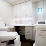 Luxury medical treatment room designed by Cornerstone, commercial construction company Atlanta, featuring specialized equipment and patient comfort amenities